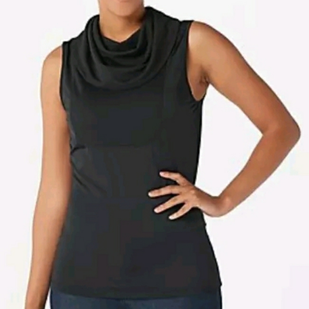 Kathleen Kirkwood Dictra-Ease French Terry Cowl Neck Black 1X